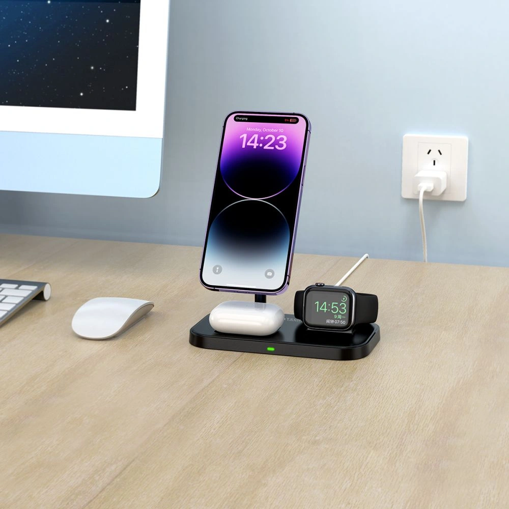 Hurtownia GSM - Kabelloses MagSafe-Ladegerät Tech-Protect Qi15W A22 3in1 Magnetic Wireless Charger Weiß - THP1692 - {ean13} - Hurt