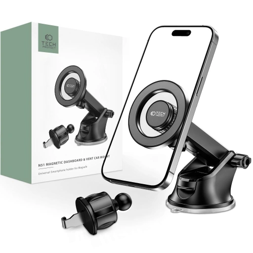 Uchwyt samochodowy MagSafe Tech-Protect N51 Magnetic Dashboard & Vent Car Mount Black