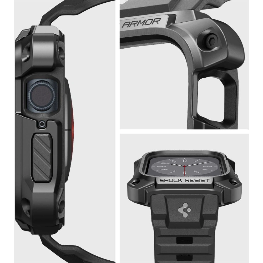 Hurtownia GSM - Pasek Spigen Tough Armor Pro Apple Watch 4/5/6/7/8/9/SE 44/45mm Fekete Fém - SPN2623 - {ean13} - Hurt