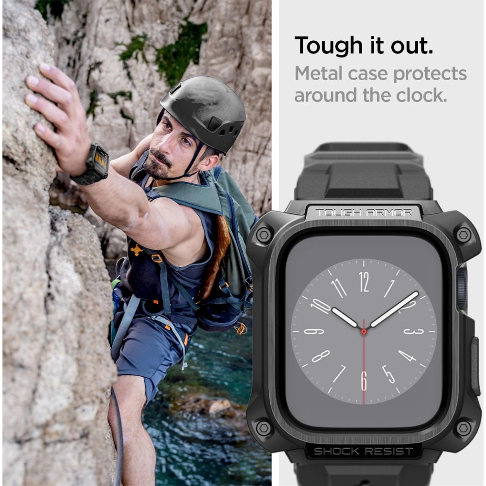 Hurtownia GSM - Pasek Spigen Tough Armor Pro Apple Watch 4/5/6/7/8/9/SE 44/45mm Fekete Fém - SPN2623 - {ean13} - Hurt