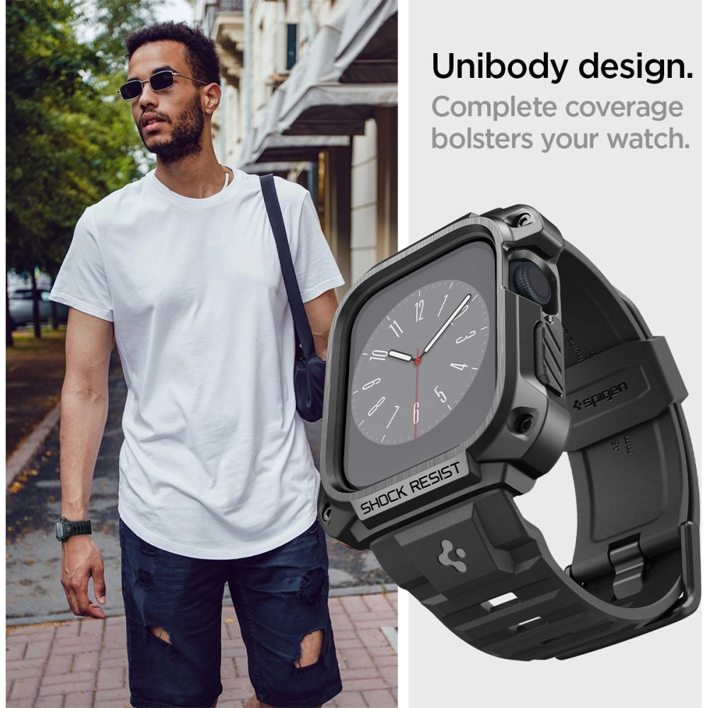 Hurtownia GSM - Pasek Spigen Tough Armor Pro Apple Watch 4/5/6/7/8/9/SE 44/45mm Fekete Fém - SPN2623 - {ean13} - Hurt