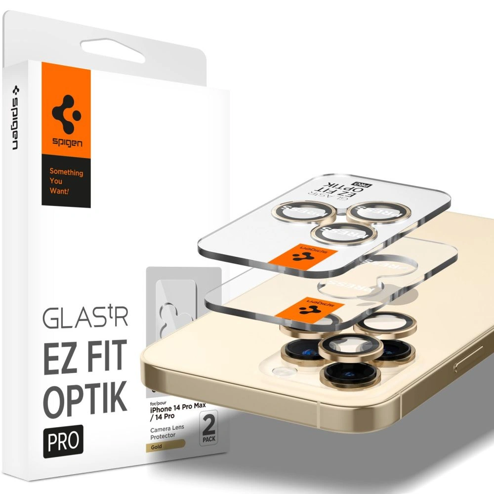 Hurtownia GSM - Tvrzené sklo na aparát Spigen Optik.tr ez Fit Camera Protector Apple iPhone 14 Pro/14 Pro Max Gold [2 PACK] - SPN2635 - {ean13} - Hurt