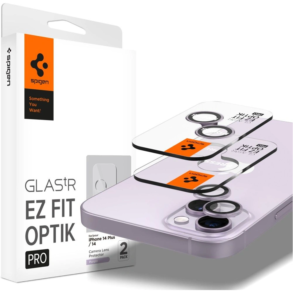 Hurtownia GSM - Edzett üveg Spigen Optik.tr ez Fit Camera Protector Apple iPhone 14/14 Plus Purple [2 PACK] - SPN2637 - {ean13} - Hurt