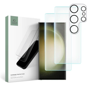 Szkło hartowane + na obiektywy aparatu Tech-Protect Supreme Set Samsung Galaxy S23 Ultra Clear [2+1 PACK]
