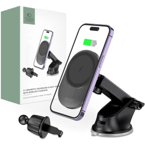 Wholesale Tech-Protect MM15W-V1 Magnetic MagSafe Dashboard & Vent Car Mount Wireless Charger 15W Black - THP1703 - {ean13} - Hurt