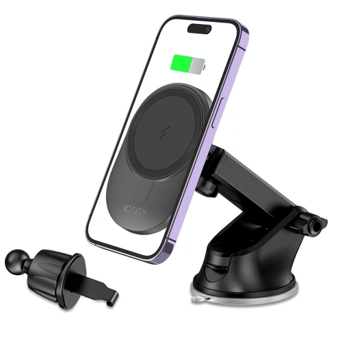 Uchwyt samochodowy z ładowarką bezprzewodową MagSafe Tech-Protect MM15W-V1 Dashboard & Vent Car Mount Wireless Charger 15W Black