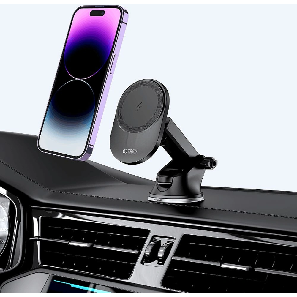 Wholesale Tech-Protect MM15W-V1 Magnetic MagSafe Dashboard & Vent Car Mount Wireless Charger 15W Black - THP1703 - {ean13} - Hurt