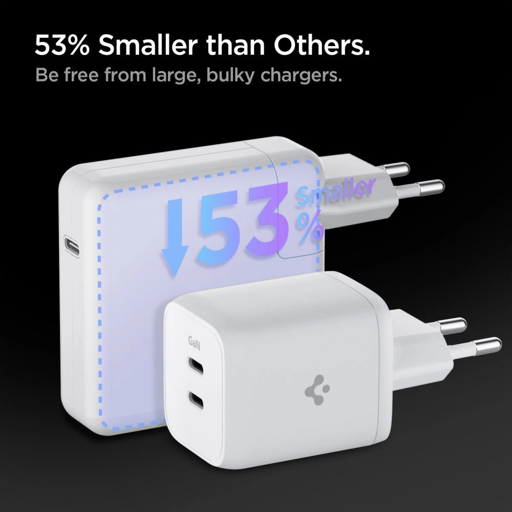 Hurtownia GSM - Síťová nabíječka Spigen PE2106EU PowerArc 2-portová síťová nabíječka PD 65W bílá - SPN2642 - {ean13} - Hurt