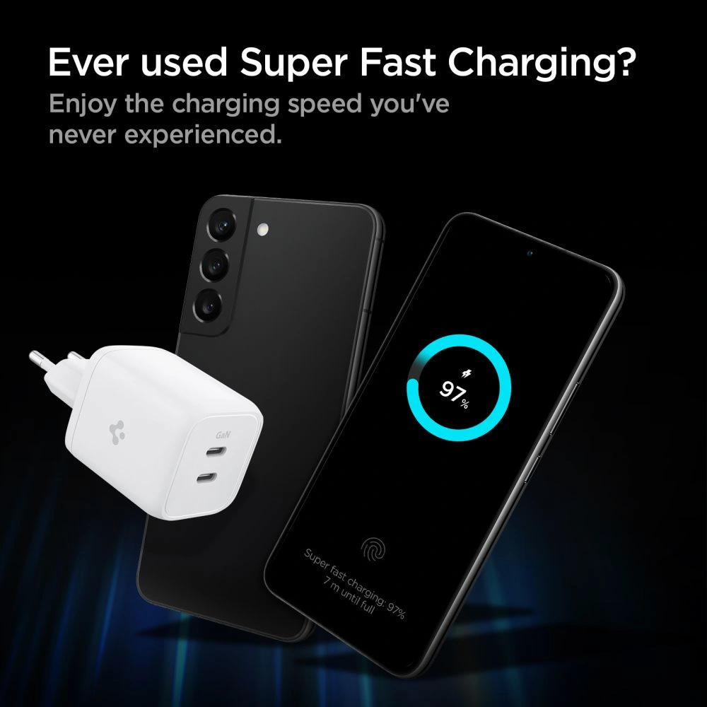 Hurtownia GSM - Síťová nabíječka Spigen PE2106EU PowerArc 2-portová síťová nabíječka PD 65W bílá - SPN2642 - {ean13} - Hurt
