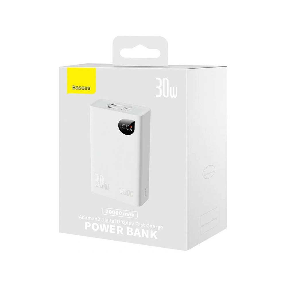 Hurtownia GSM - Powerbanka Baseus Adaman 2, 20000mAh, 30W, 3xUSB, USB-C (bílá) - BSU3903 - {ean13} - Hurt