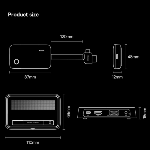 Transmiter video Baseus HDMI 4K 30Hz czarny