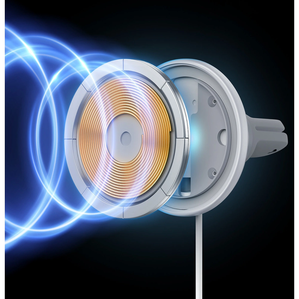 Hurtownia GSM - Uchwyt samochodowy z ładowarką bezprzewodową MagSafe Baseus 15W na kratkę nawiewu + USB-A 25W biała - BSU3911 - {ean13} - Hurt