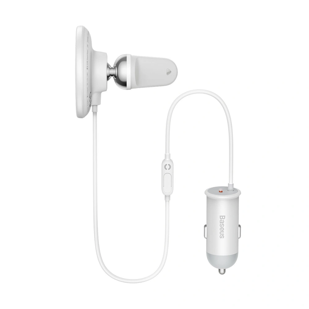 Hurtownia GSM - Autós tartó MagSafe vezeték nélküli töltővel Baseus 15W szellőzőrácsra + USB-C 25W fehér - BSU3912 - {ean13} - Hurt