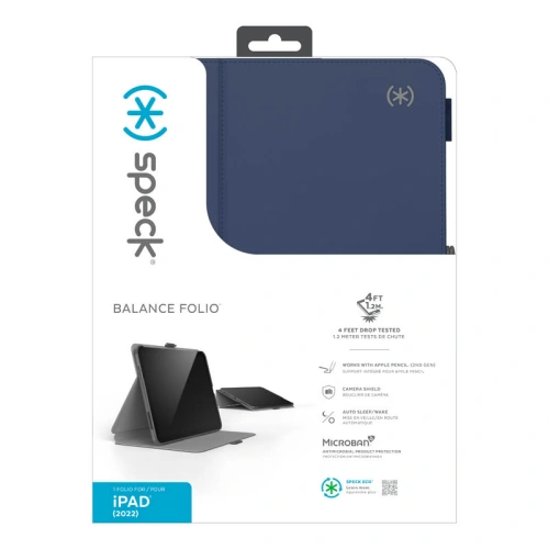 Etui Speck Balance Folio MICROBAN Apple iPad 10.9" 2022 / 11" 2025 (Arcadia Navy/Moody Grey)