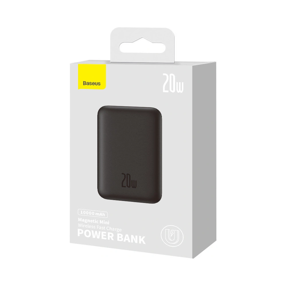 Hurtownia GSM - Powerbank Baseus Magnetic Mini MagSafe 15W PD QC 20W 10000mAh czarny (Overseas Edition) + kabel USB-C/USB-C 60W 3A 0.5m czarny - BSU3915 - {ean13} - Hurt