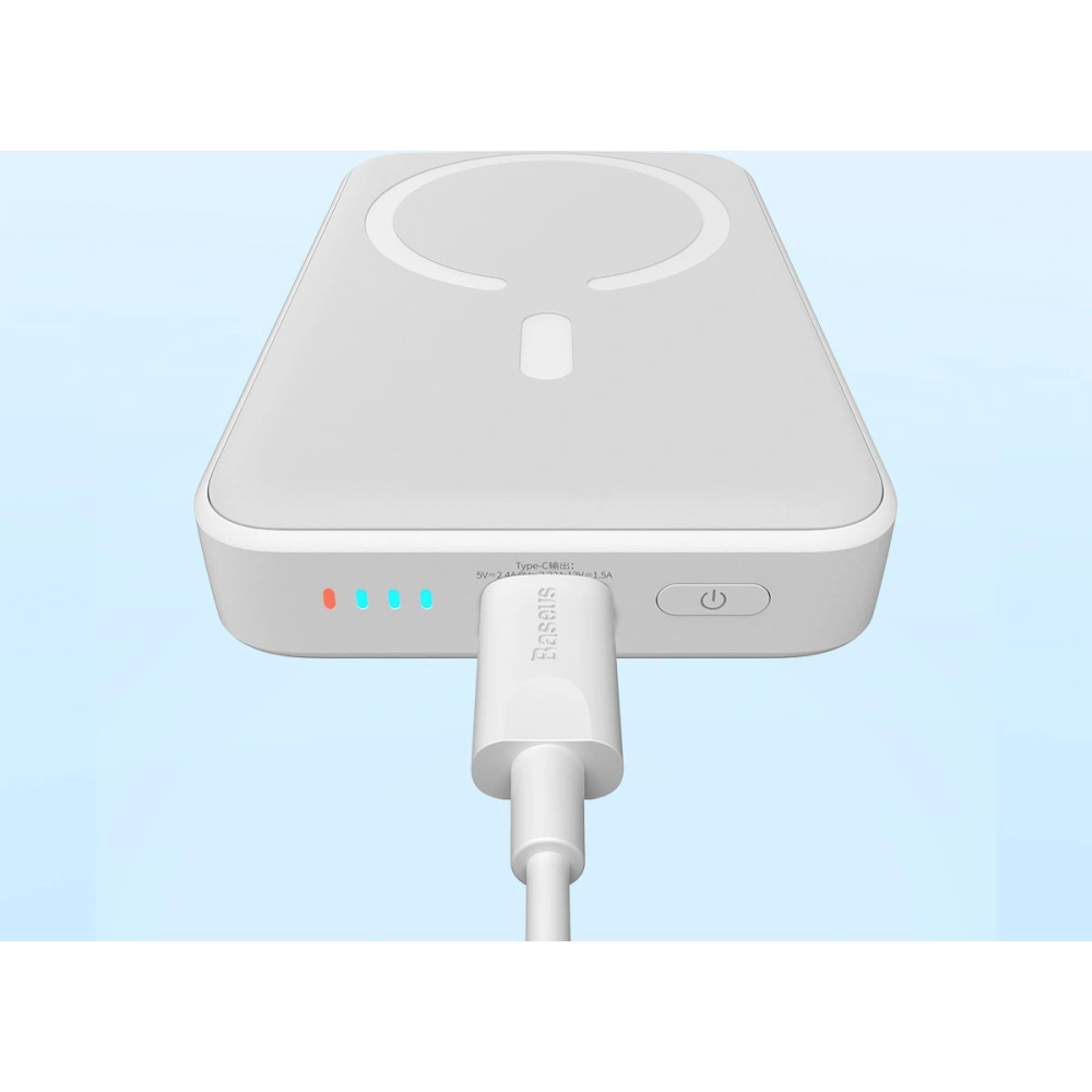 Hurtownia GSM - Powerbank Baseus Magnetic Mini MagSafe 15W PD QC 20W 10000mAh bílý (Overseas Edition) + kabel USB-C/USB-C 60W 3A 0.5m bílý - BSU3916 - {ean13} - Hurt