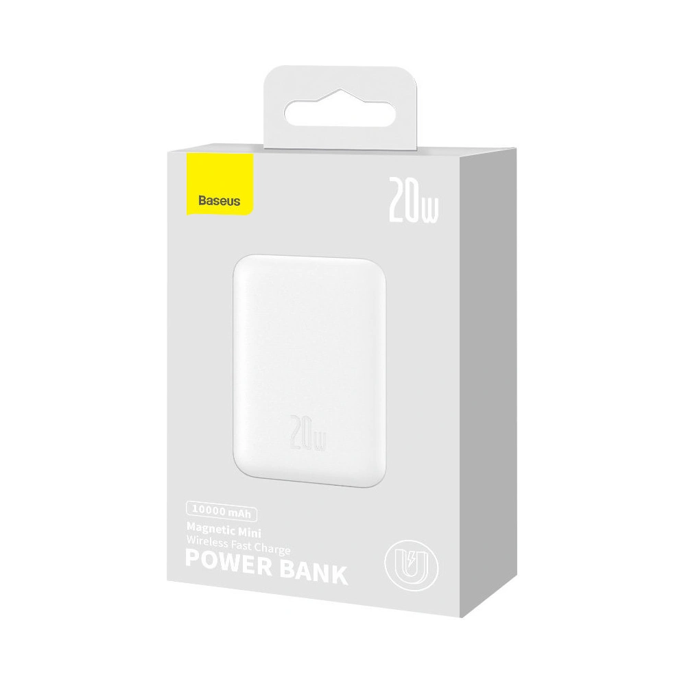 Hurtownia GSM - Powerbank Baseus Magnetic Mini MagSafe 15W PD QC 20W 10000mAh bílý (Overseas Edition) + kabel USB-C/USB-C 60W 3A 0.5m bílý - BSU3916 - {ean13} - Hurt