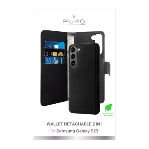 Etui PURO Wallet Detachable 2w1 Samsung Galaxy S23 (czarny)