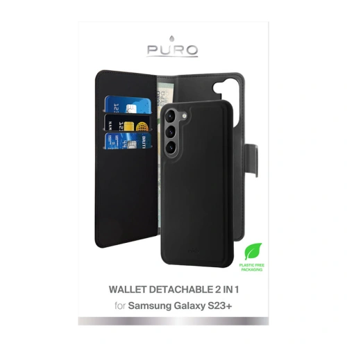 Etui PURO Wallet Detachable 2w1 Samsung Galaxy S23+ Plus (czarny)