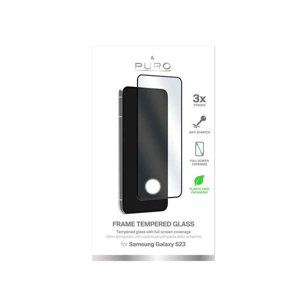 Hurtownia GSM - Sticlă securizată PURO Frame Tempered Glass Samsung Galaxy S23 (ramă neagră) - PUR629 - {ean13} - Hurt