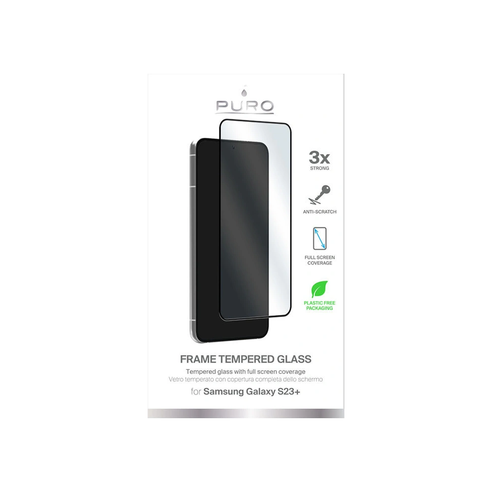 Wholesale PURO Frame Tempered Glass Samsung Galaxy S23+ Plus (black frame) - PUR630 - {ean13} - Hurt