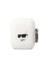 Etui Karl Lagerfeld KLA2RUNCHH Apple AirPods 2/1 obal bílý/white silikon Choupette hlava 3D