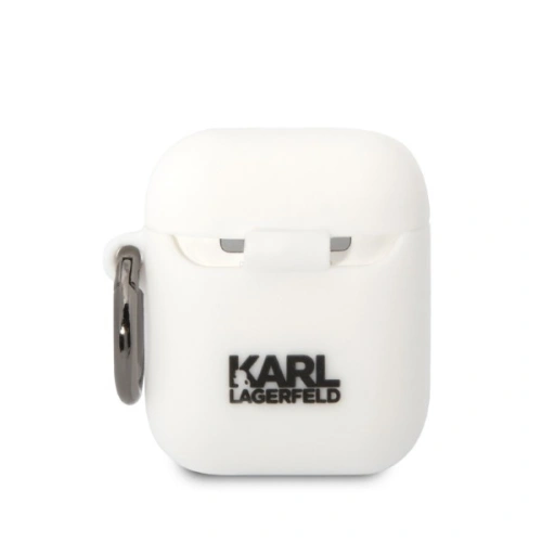 Etui Karl Lagerfeld KLA2RUNCHH Apple AirPods 2/1 cover biały/white Silicone Choupette Head 3D