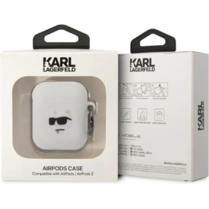 Hurtownia GSM - Etui Karl Lagerfeld KLA2RUNCHH Apple AirPods 2/1 obal bílý/white silikon Choupette hlava 3D - KLD1398 - {ean13} - Hurt