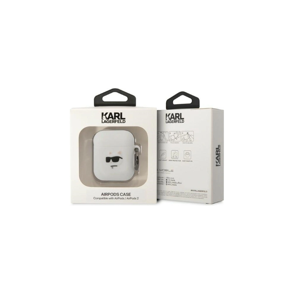 Hurtownia GSM - Etui Karl Lagerfeld KLA2RUNCHH Apple AirPods 2/1 tok fehér/színe: fehér Szilikon Choupette Fej 3D - KLD1398 - {ean13} - Hurt