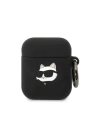 Etui Karl Lagerfeld KLA2RUNCHK Apple AirPods 2/1 borító fekete/szilikon Choupette fej 3D