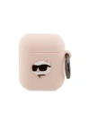 Etui Karl Lagerfeld KLA2RUNCHP Apple AirPods 2/1 husă roz/pink Silicon Choupette Head 3D