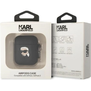 Hurtownia GSM - Etui Karl Lagerfeld KLA2RUNIKK Apple AirPods 2/1 kryt černý/black silikon Karl Head 3D - KLD1401 - {ean13} - Hurt