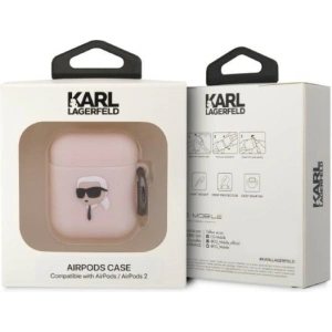 Hurtownia GSM - Etui Karl Lagerfeld KLA2RUNIKP Apple AirPods 2/1 kryt růžový/pink silikon Karl Head 3D - KLD1402 - {ean13} - Hurt