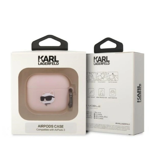 Etui Karl Lagerfeld KLA3RUNCHP Apple AirPods 3 cover różowy/pink Silicone Choupette Head 3D