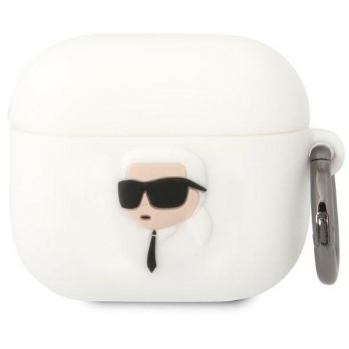 Karl Lagerfeld Distributor - 3666339087852 - KLD1406 - Karl Lagerfeld KLA3RUNIKH Apple AirPods 3 cover white Silicone Karl Head 3D - B2B homescreen
