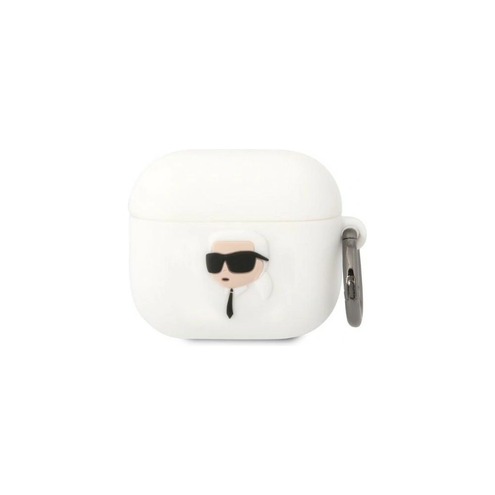 Hurtownia GSM - Etui Karl Lagerfeld KLA3RUNIKH Apple AirPods 3 husă albă/white din silicon Karl Head 3D - KLD1406 - {ean13} - Hurt