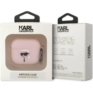 Hurtownia GSM - Etui Karl Lagerfeld KLA3RUNIKP Apple AirPods 3 tok rózsaszín/szürke Szilikon Karl Fej 3D - KLD1408 - {ean13} - Hurt