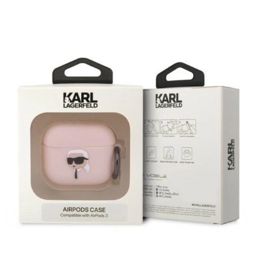 Etui Karl Lagerfeld KLA3RUNIKP Apple AirPods 3 cover różowy/pink Silicone Karl Head 3D