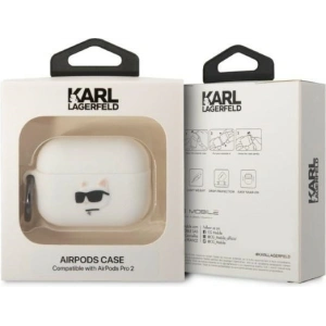Etui Karl Lagerfeld KLAP2RUNCHH Apple AirPods Pro 2 cover biały/white Silicone Choupette Head 3D