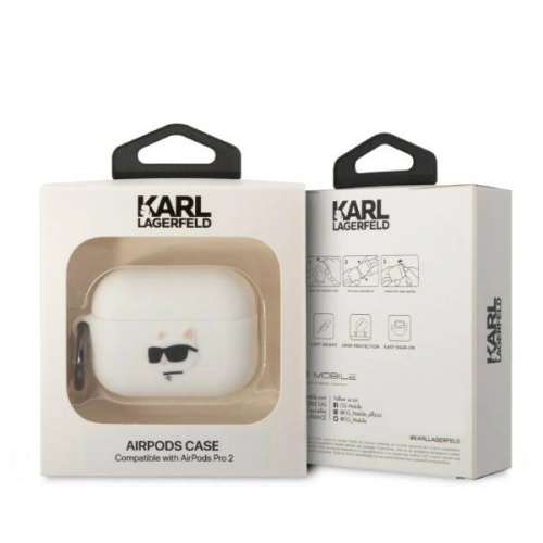 Etui Karl Lagerfeld KLAP2RUNCHH Apple AirPods Pro 2 cover biały/white Silicone Choupette Head 3D