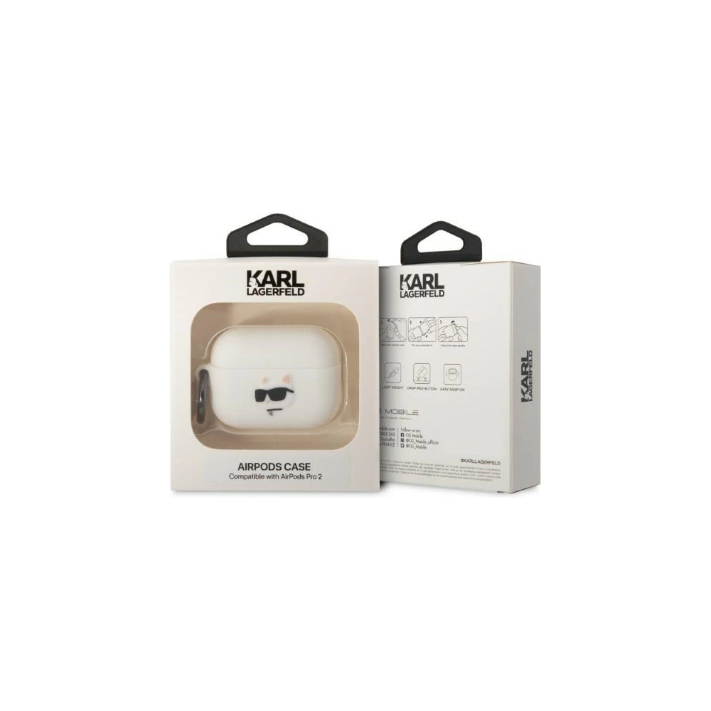 Hurtownia GSM - Etui Karl Lagerfeld KLAP2RUNCHH Apple AirPods Pro 2 tok fehér/színes Szilikon Choupette Fej 3D - KLD1409 - {ean13} - Hurt
