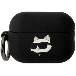 Etui Karl Lagerfeld KLAP2RUNCHK Apple AirPods Pro 2 cover czarny/black Silicone Choupette Head 3D