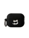 Etui Karl Lagerfeld KLAP2RUNCHK Apple AirPods Pro 2 tok fekete/szürke Szilikon Choupette Fej 3D