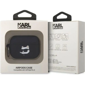 Etui Karl Lagerfeld KLAP2RUNCHK Apple AirPods Pro 2 cover czarny/black Silicone Choupette Head 3D