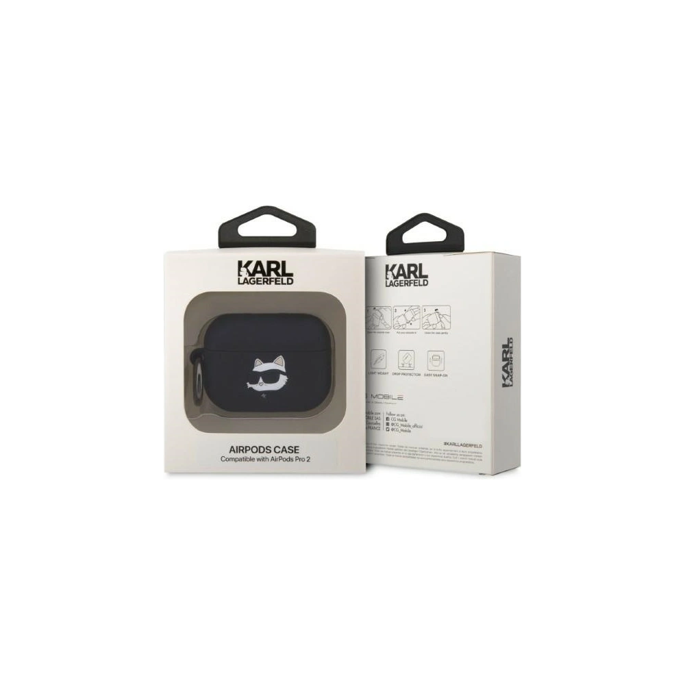 Hurtownia GSM - Etui Karl Lagerfeld KLAP2RUNCHK Apple AirPods Pro 2 tok fekete/szürke Szilikon Choupette Fej 3D - KLD1410 - {ean13} - Hurt