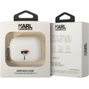 Etui Karl Lagerfeld KLAP2RUNIKH Apple AirPods Pro 2 cover biały/white Silicone Karl Head 3D