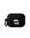 Etui Karl Lagerfeld KLAP2RUNIKK Apple AirPods Pro 2 tok fekete/szürke Szilikon Karl Fej 3D
