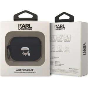 Etui Karl Lagerfeld KLAP2RUNIKK Apple AirPods Pro 2 cover czarny/black Silicone Karl Head 3D