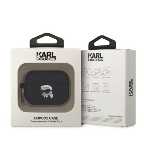 Etui Karl Lagerfeld KLAP2RUNIKK Apple AirPods Pro 2 cover czarny/black Silicone Karl Head 3D