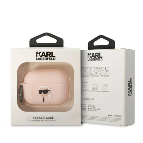 Etui Karl Lagerfeld KLAP2RUNIKP Apple AirPods Pro 2 cover różowy/pink Silicone Karl Head 3D
